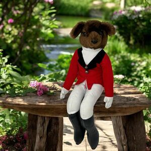 Large Mr Fox Plush Equestrian AA Importing Hunter Dog Shelf Sitter 15" Vintage